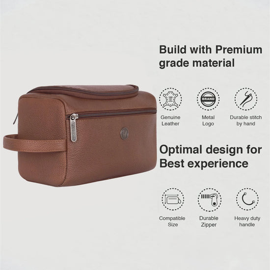 DELTA Leather Toiletry Bag For Men & Women - WILDHORN