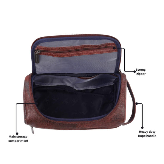 DELTA Leather Toiletry Bag For Men & Women - WILDHORN