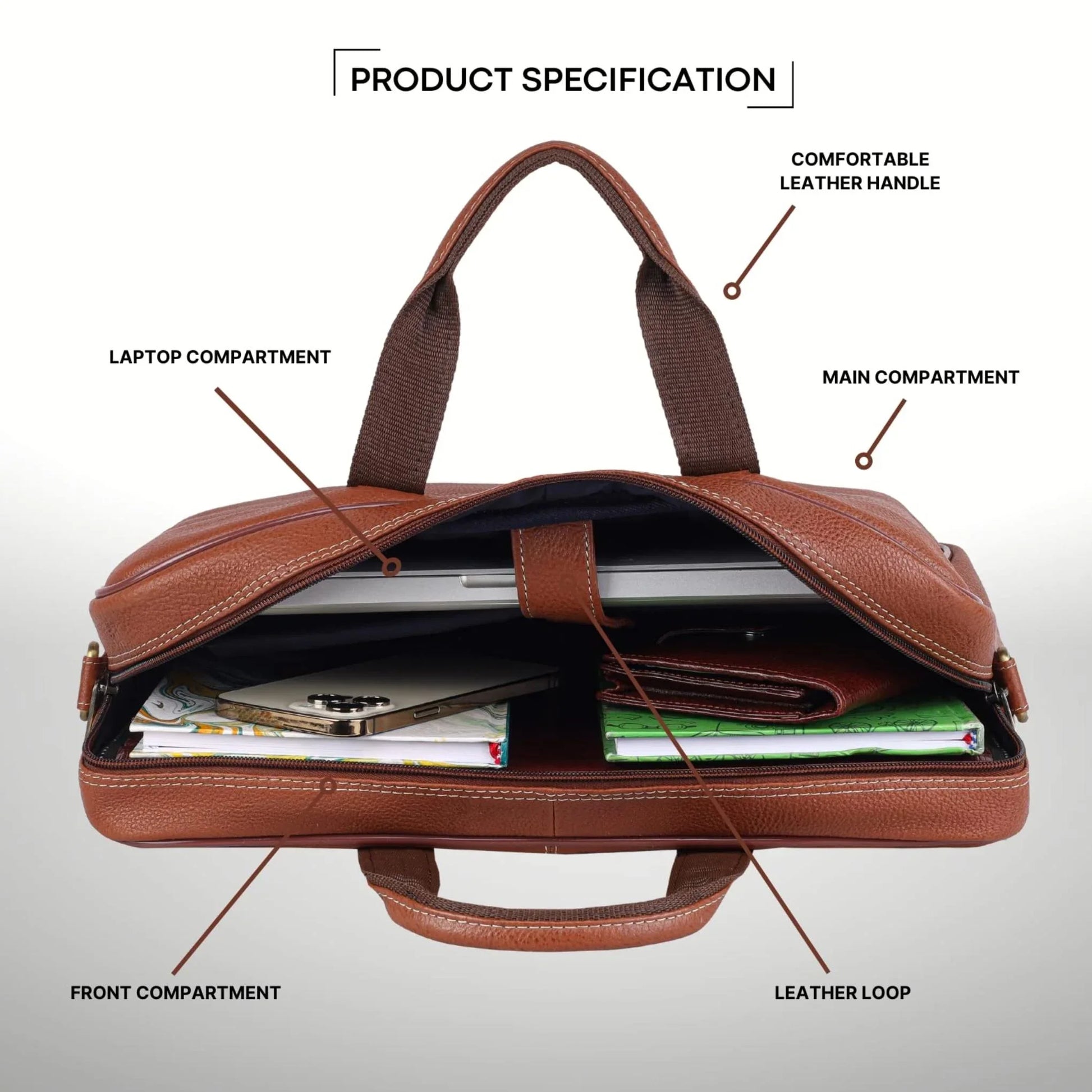 DORCHESTER Leather Laptop Messenger Bag for Men - WILDHORN