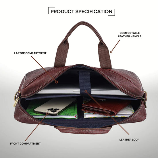 DORCHESTER Leather Laptop Messenger Bag for Men - WILDHORN