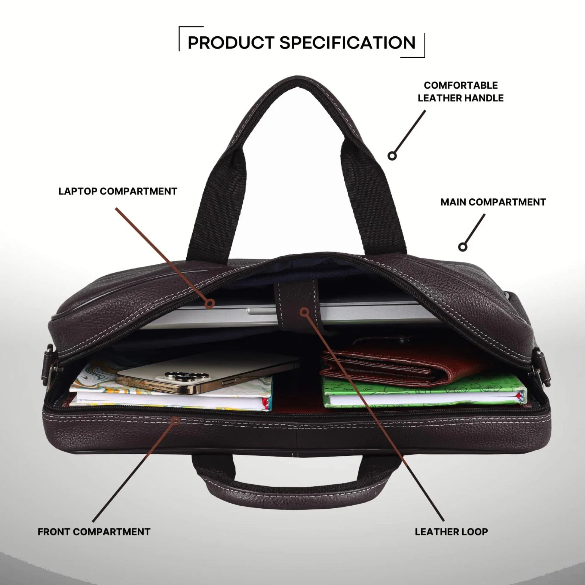 DORCHESTER Leather Laptop Messenger Bag for Men - WILDHORN