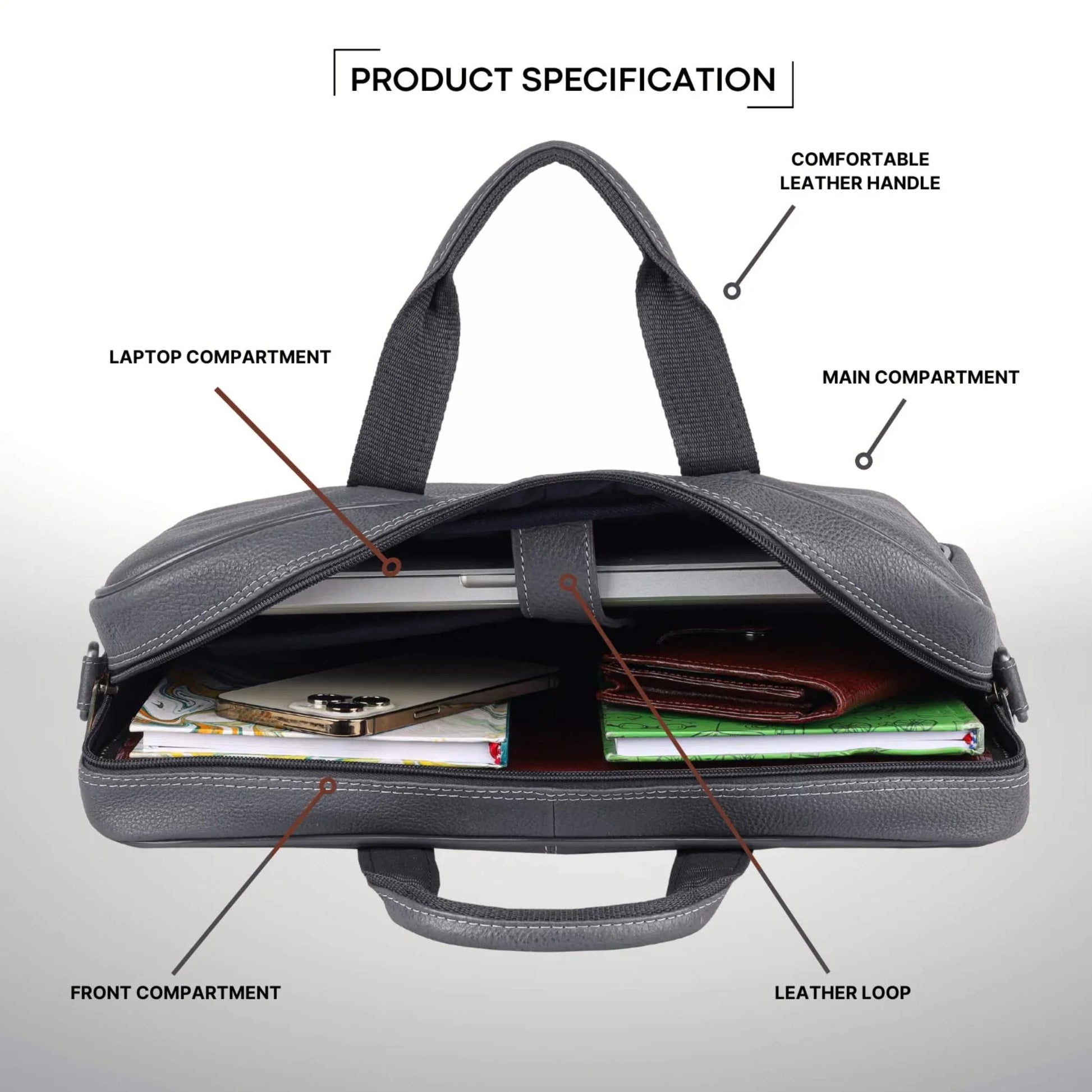 DORCHESTER Leather Laptop Messenger Bag for Men - WILDHORN