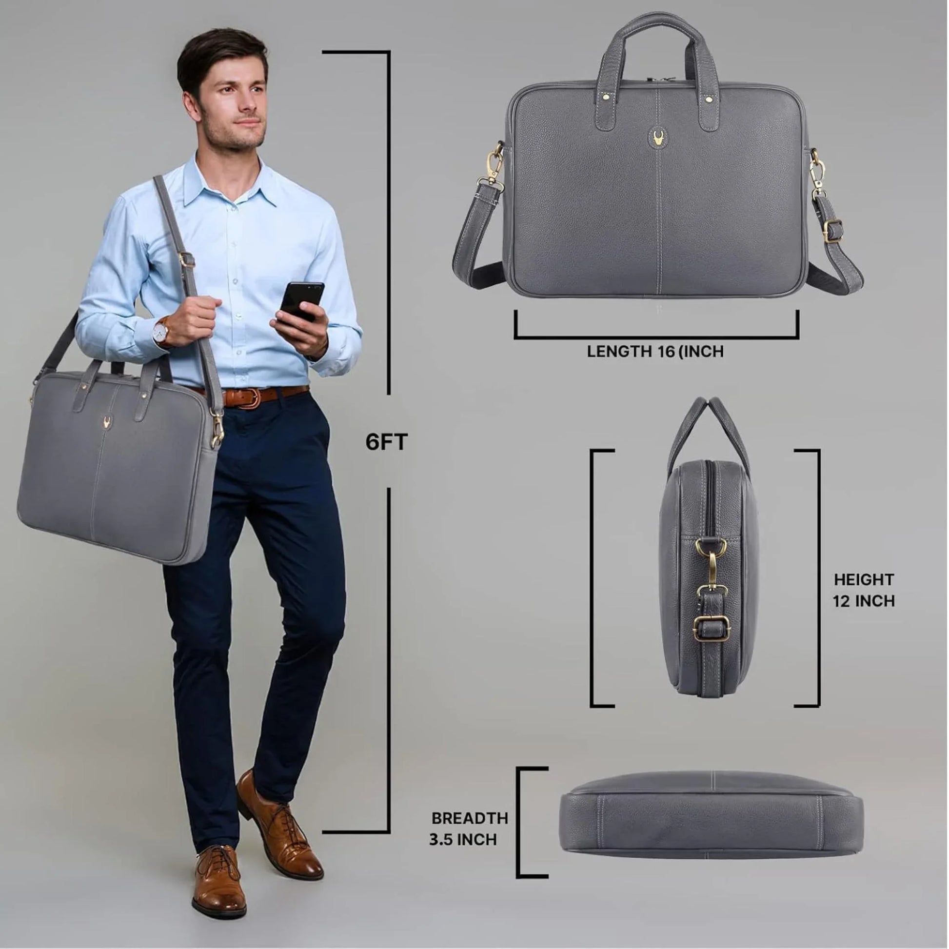 DORCHESTER Leather Laptop Messenger Bag for Men - WILDHORN