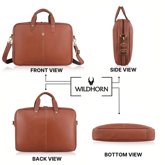 DORCHESTER Leather Laptop Messenger Bag for Men - WILDHORN
