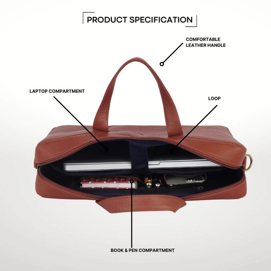 EVANDER Leather Laptop Messenger Bag for Men - WILDHORN