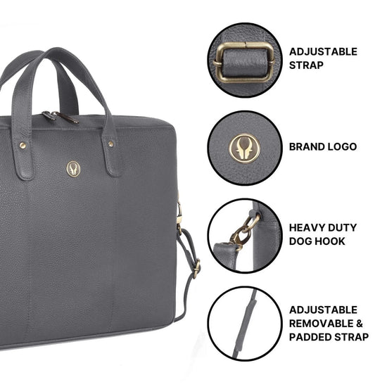 EVANDER Leather Laptop Messenger Bag for Men - WILDHORN