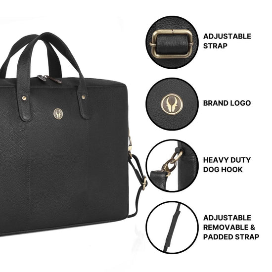 EVANDER Leather Laptop Messenger Bag for Men - WILDHORN