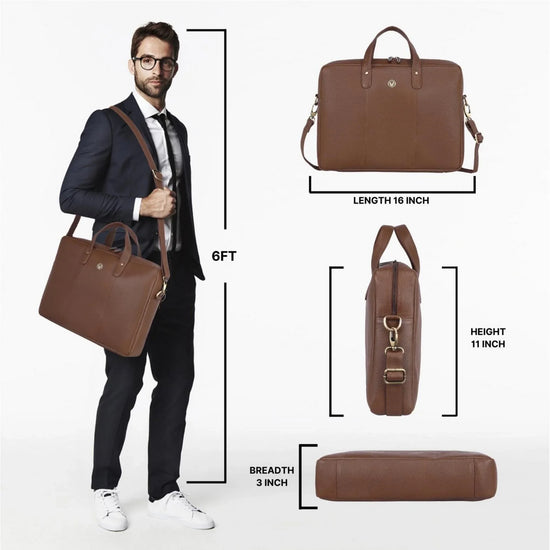 EVANDER Leather Laptop Messenger Bag for Men - WILDHORN