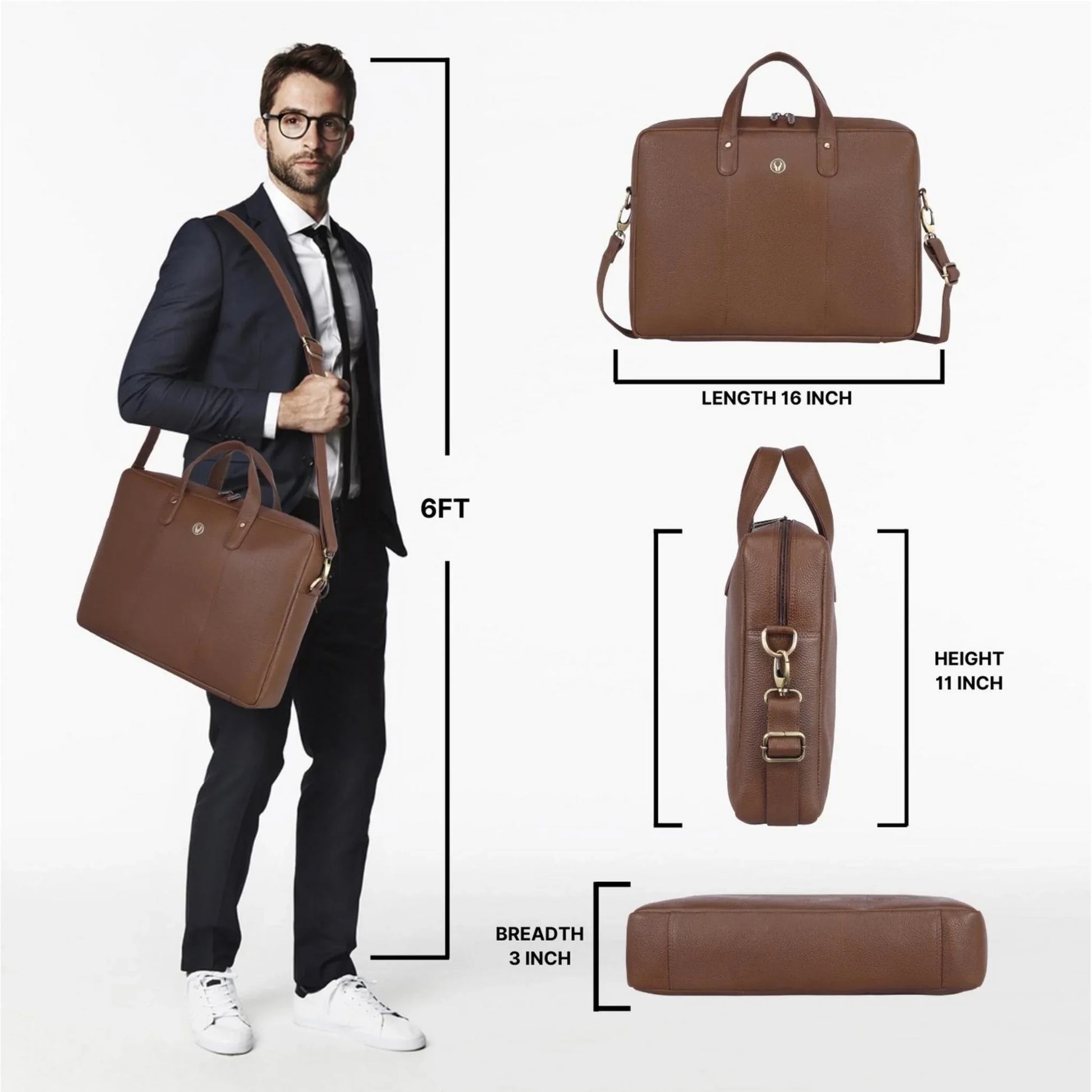 EVANDER Leather Laptop Messenger Bag for Men - WILDHORN