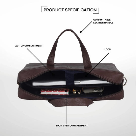 EVANDER Leather Laptop Messenger Bag for Men - WILDHORN