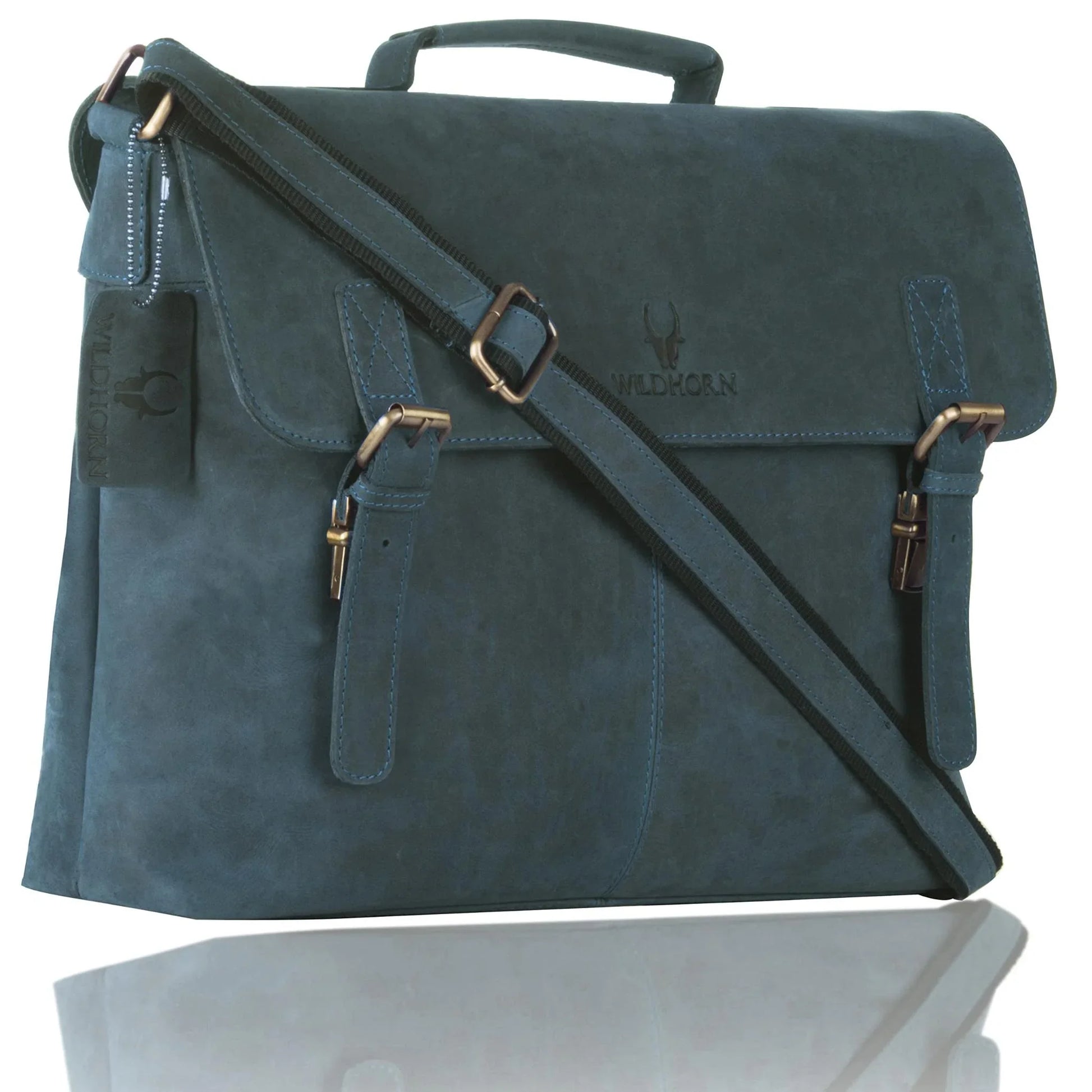 FAIRBANKS Leather Laptop Messenger Bag for Men - WILDHORN