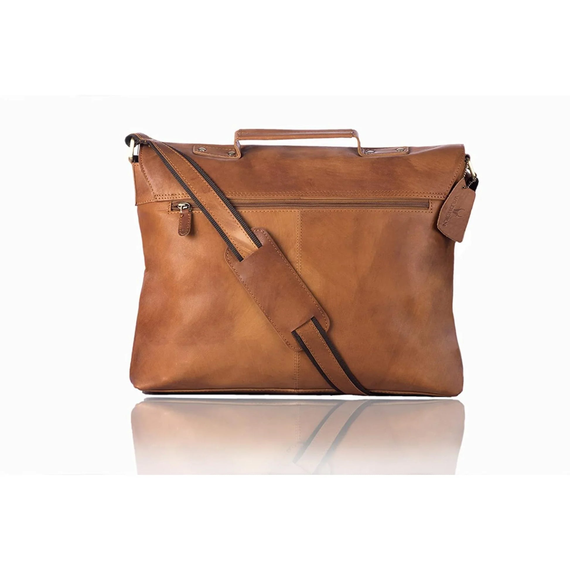 FAIRBANKS Leather Laptop Messenger Bag for Men - WILDHORN