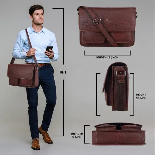 HARLOW Leather Messenger Bag for Men - WILDHORN