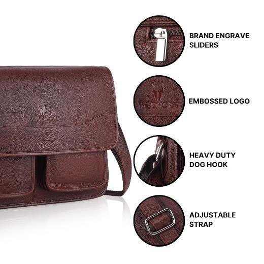 HARLOW Leather Messenger Bag for Men - WILDHORN