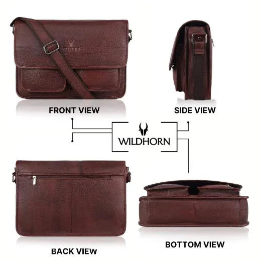 HARLOW Leather Messenger Bag for Men - WILDHORN