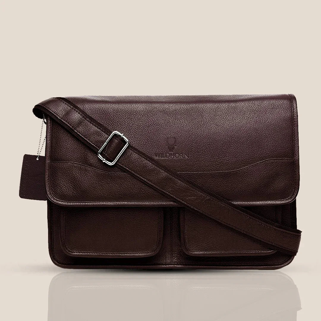 HARLOW Leather Messenger Bag for Men - WILDHORN