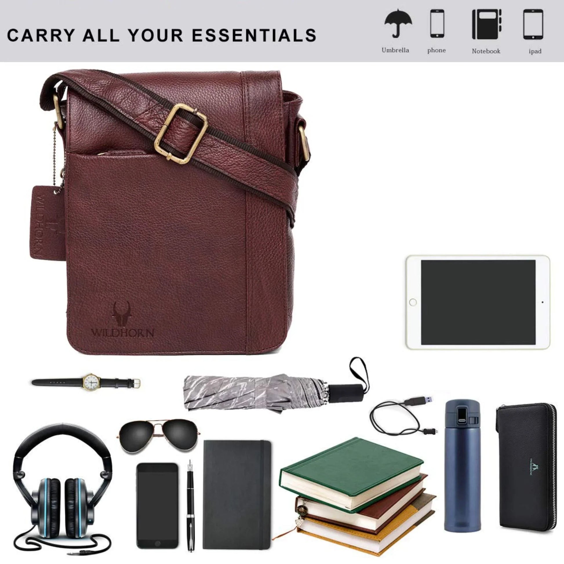HEMSLEY Leather Sling Bag for Men - WILDHORN