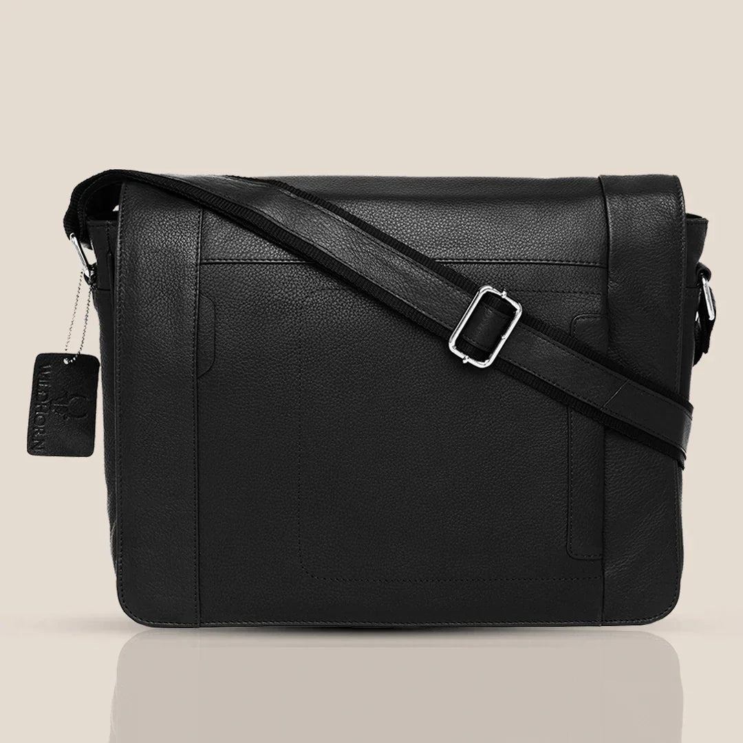 HEMSWORTH Leather Messenger Bag for Men - WILDHORN