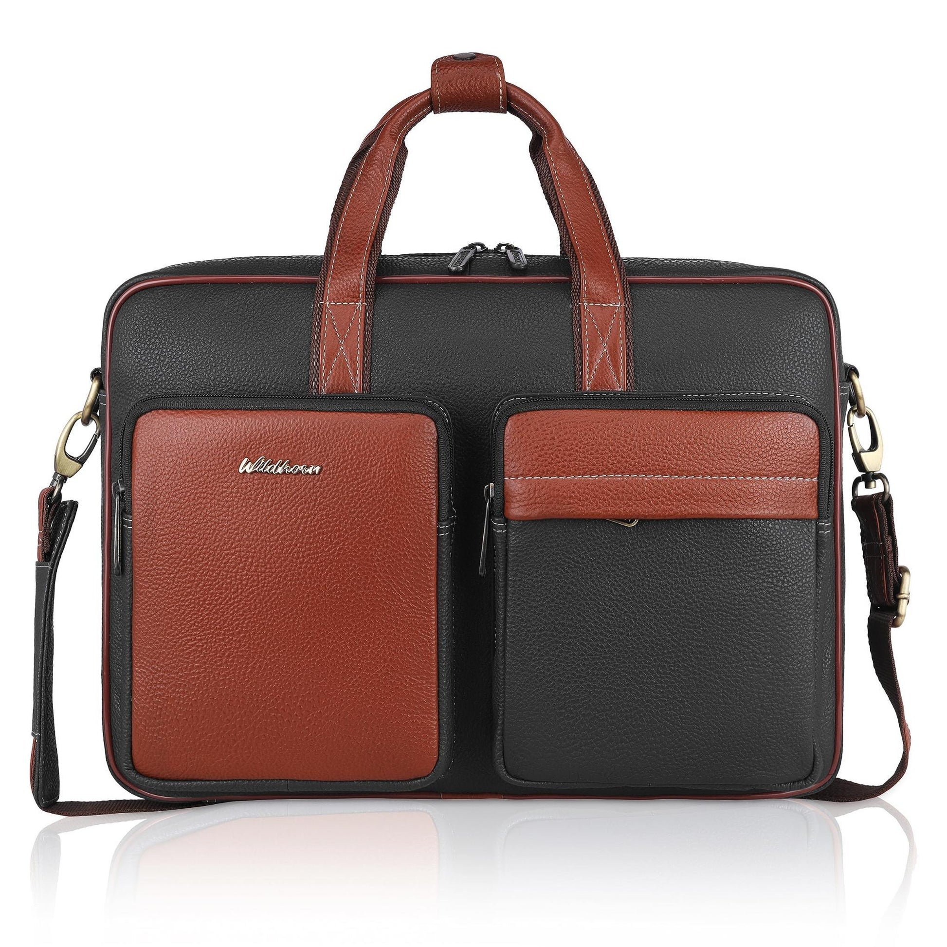 JUSTIN Leather Laptop Messenger Bag for Men - WILDHORN