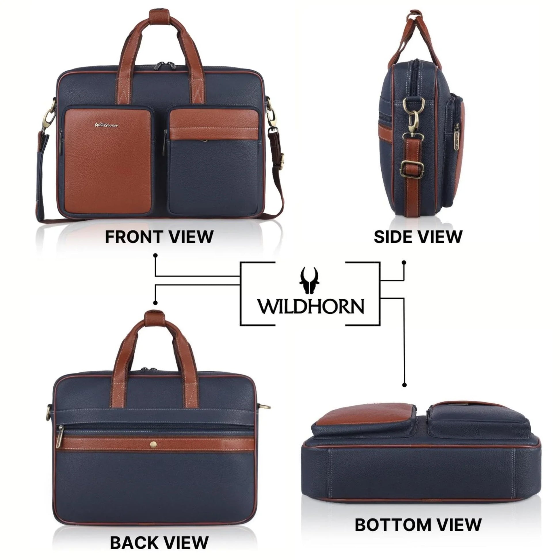 JUSTIN Leather Laptop Messenger Bag for Men - WILDHORN