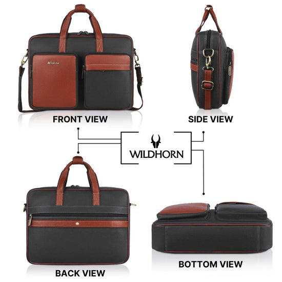 JUSTIN Leather Laptop Messenger Bag for Men - WILDHORN