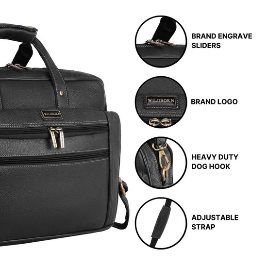 MANCHESTER Leather Laptop Messenger Bag for Men - WILDHORN