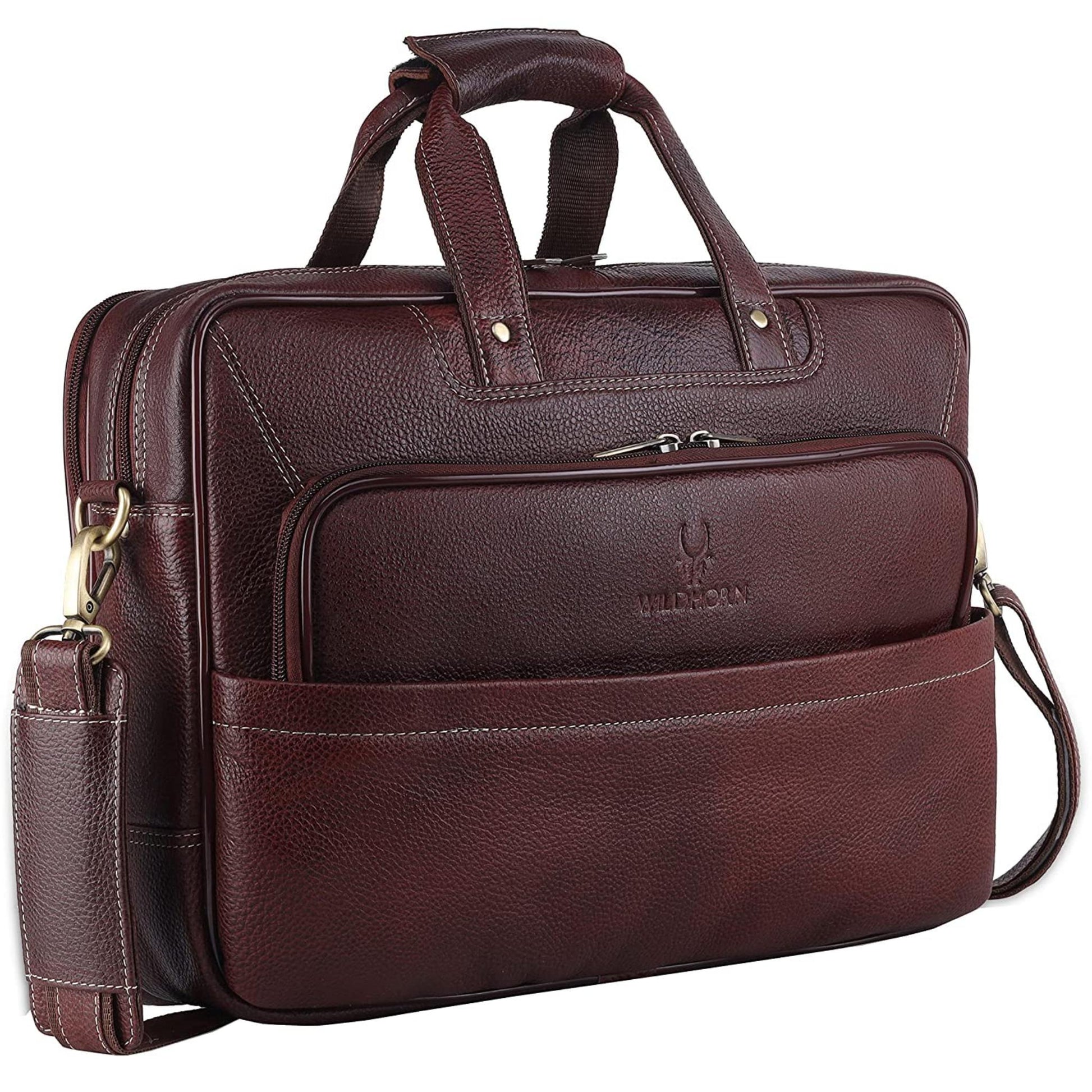 MICHIGAN Leather Laptop Messenger Bag for Men - WILDHORN