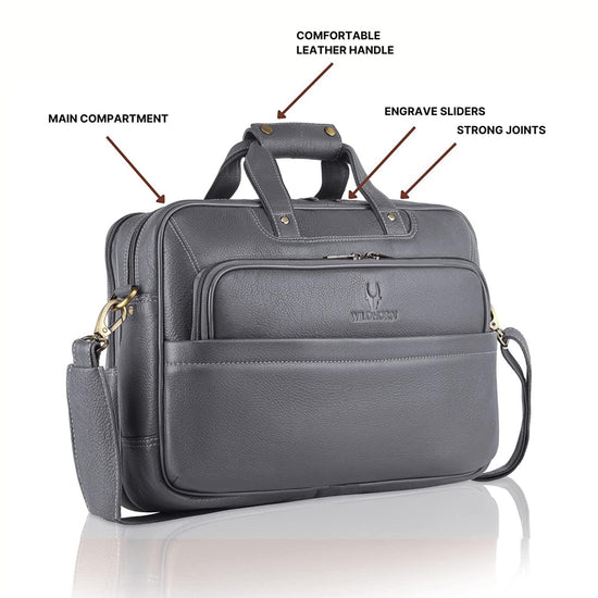 MICHIGAN Leather Laptop Messenger Bag for Men - WILDHORN