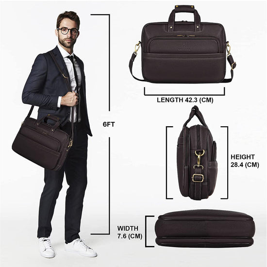 MISSOURI Leather Laptop Messenger Bag for Men - WILDHORN