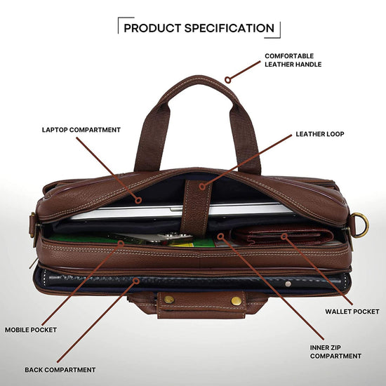 MISSOURI Leather Laptop Messenger Bag for Men - WILDHORN