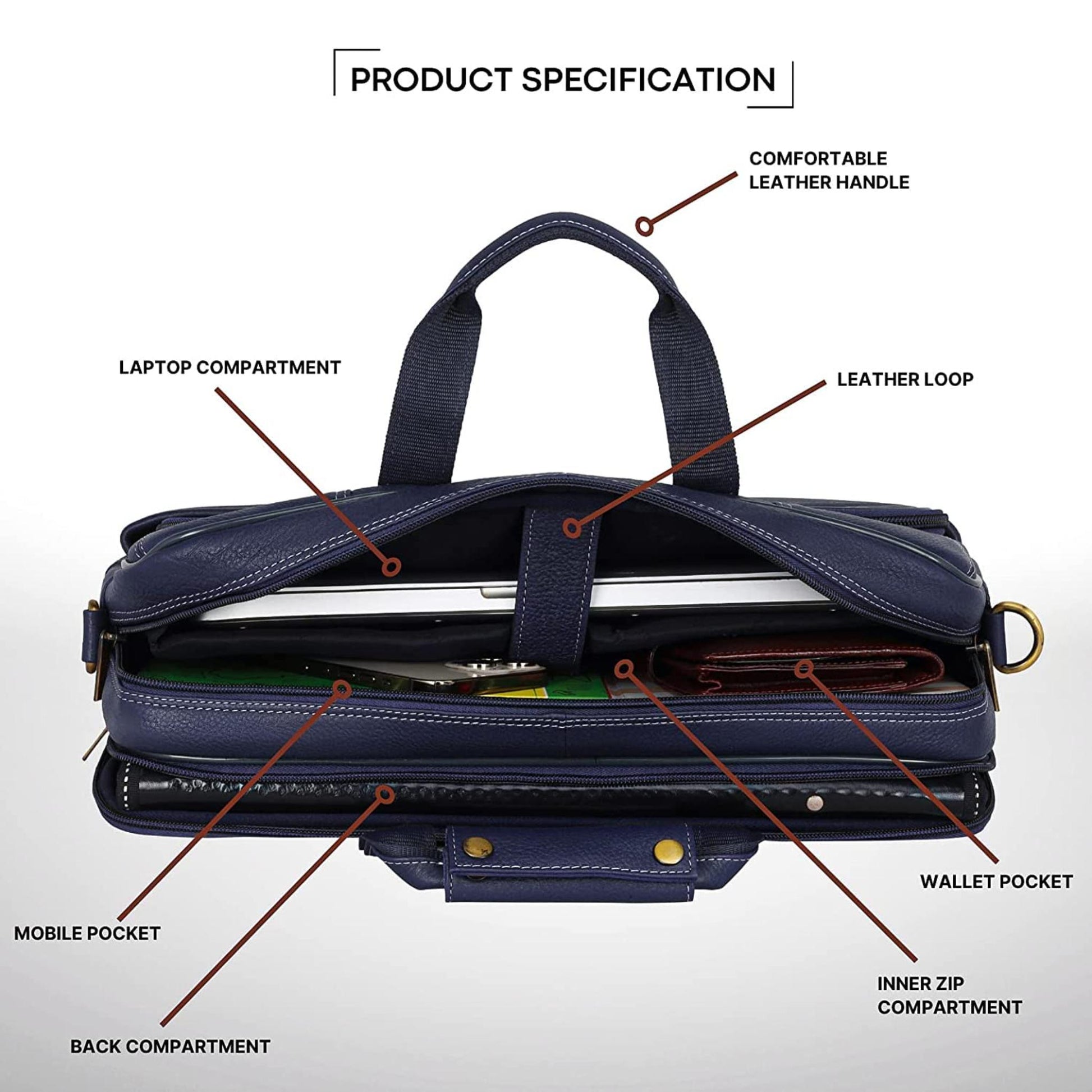 MISSOURI Leather Laptop Messenger Bag for Men - WILDHORN