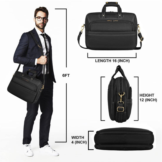 MISSOURI Leather Laptop Messenger Bag for Men - WILDHORN
