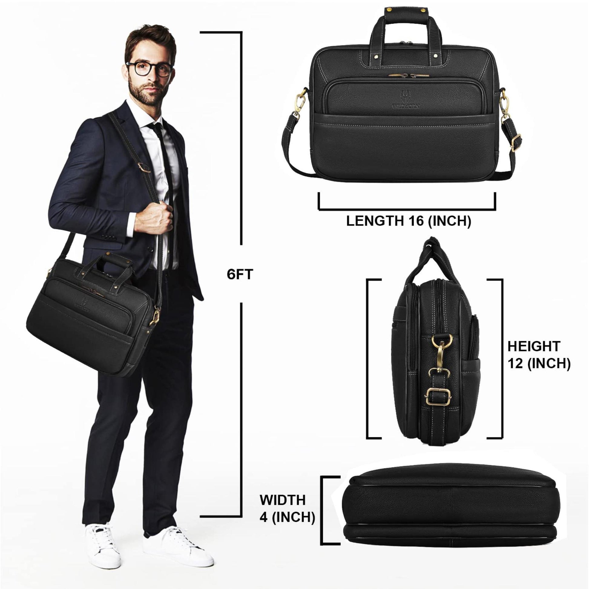 MISSOURI Leather Laptop Messenger Bag for Men - WILDHORN