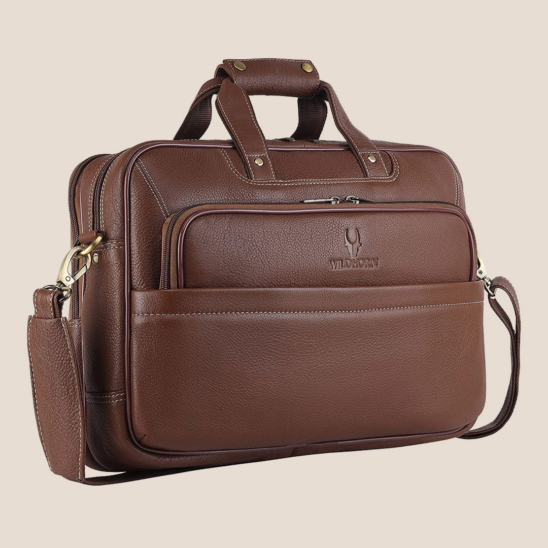 MISSOURI Leather Laptop Messenger Bag for Men - WILDHORN