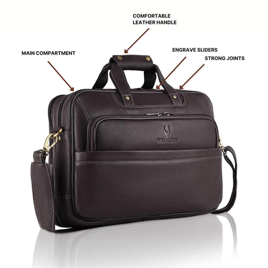 MISSOURI Leather Laptop Messenger Bag for Men - WILDHORN