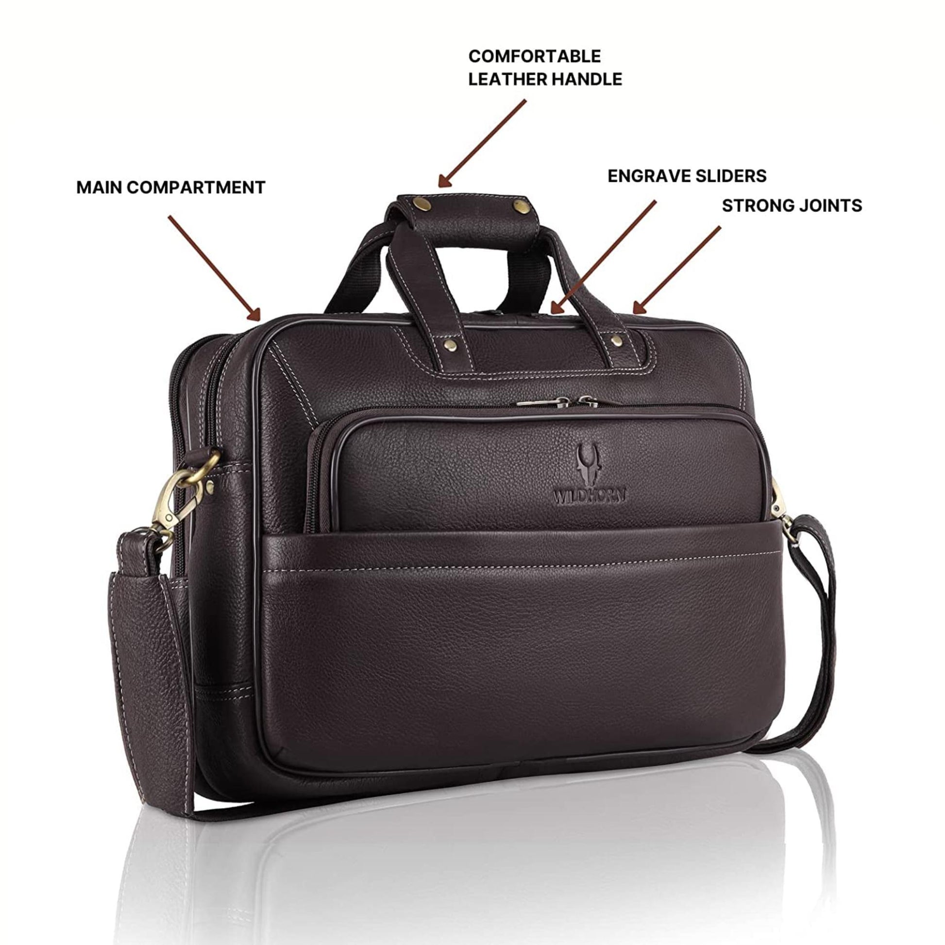 MISSOURI Leather Laptop Messenger Bag for Men - WILDHORN