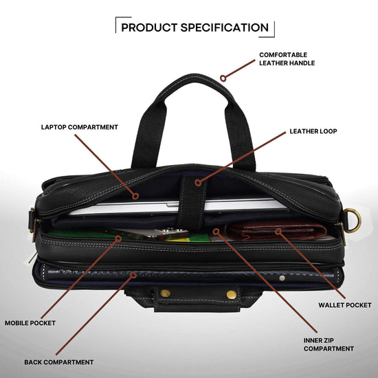 MISSOURI Leather Laptop Messenger Bag for Men - WILDHORN