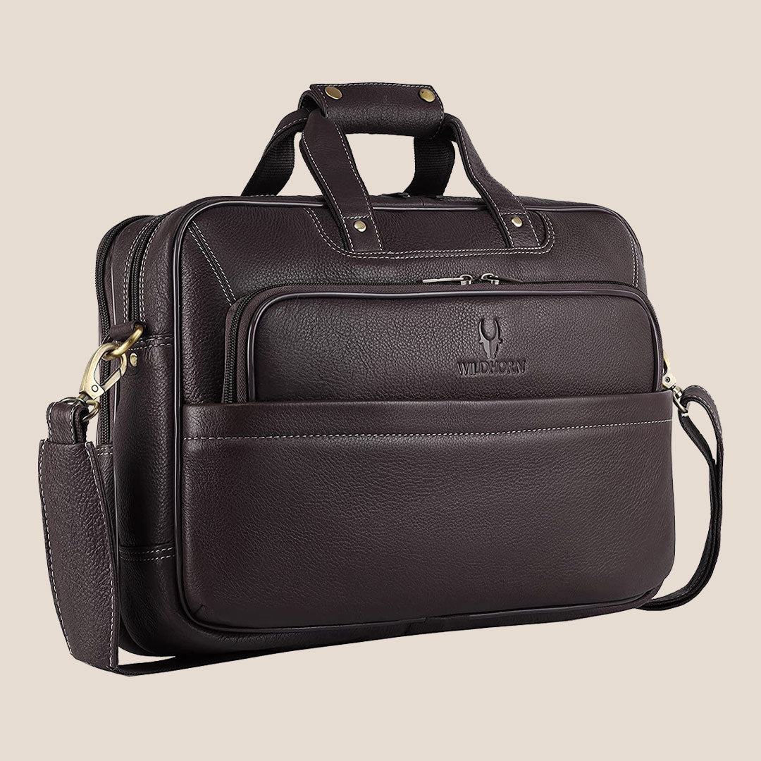 MISSOURI Leather Laptop Messenger Bag for Men - WILDHORN
