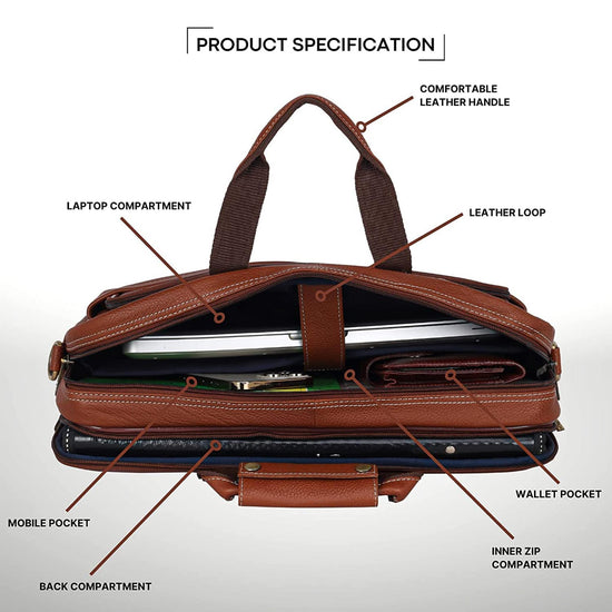 MISSOURI Leather Laptop Messenger Bag for Men - WILDHORN
