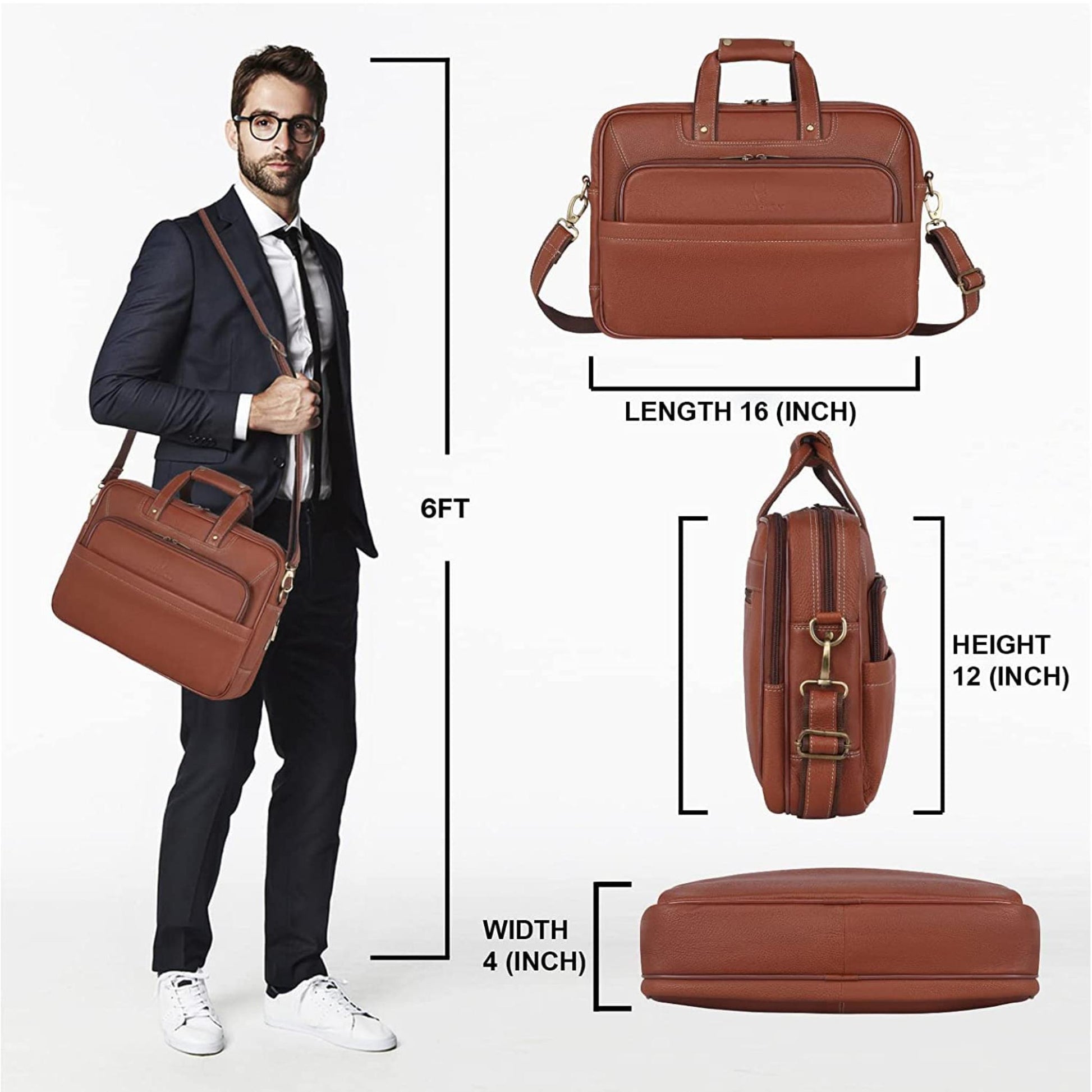 MISSOURI Leather Laptop Messenger Bag for Men - WILDHORN