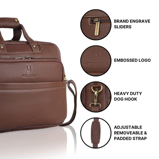MISSOURI Leather Laptop Messenger Bag for Men - WILDHORN