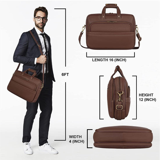 MISSOURI Leather Laptop Messenger Bag for Men - WILDHORN