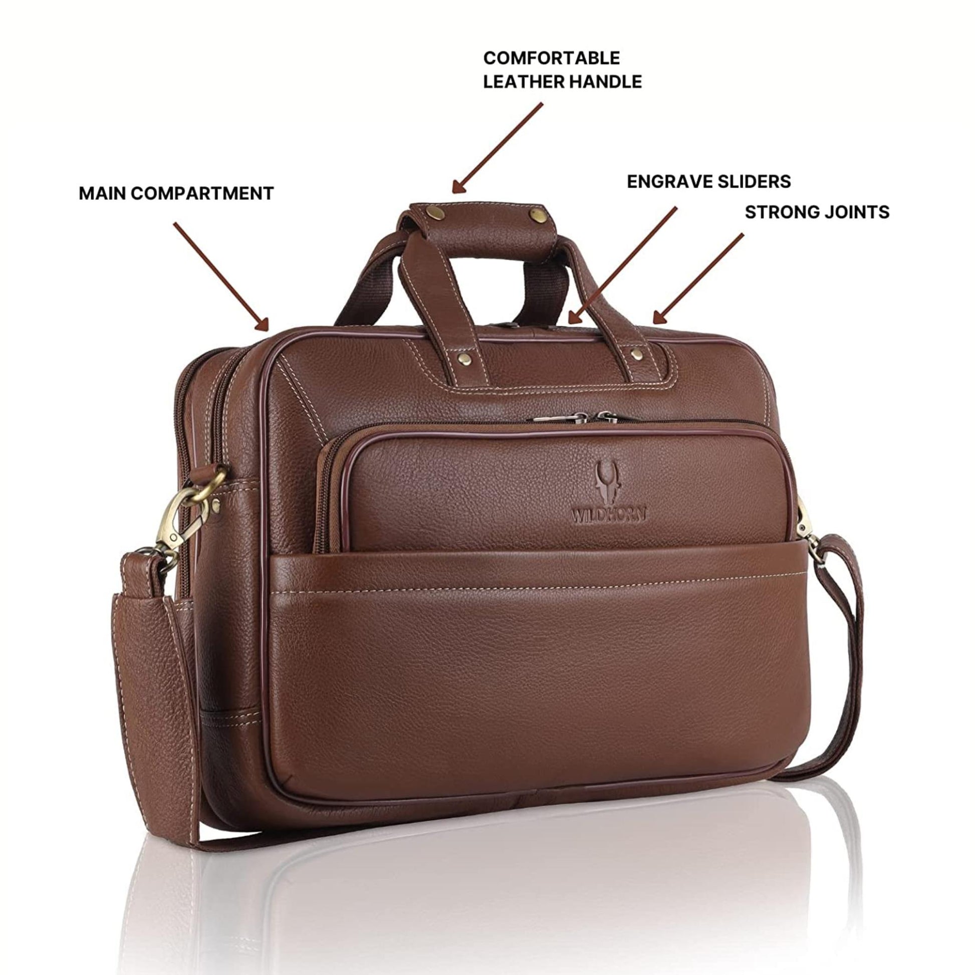 MISSOURI Leather Laptop Messenger Bag for Men - WILDHORN