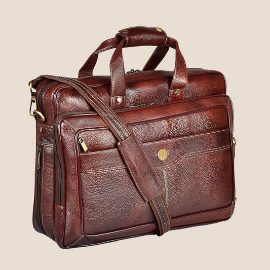 NEVADA Leather Laptop Messenger Bag for Men - WILDHORN
