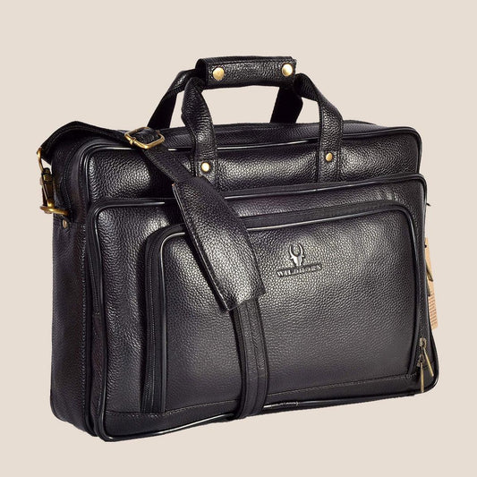 NORTH DAKOTA Leather Laptop Messenger Bag for Men - WILDHORN