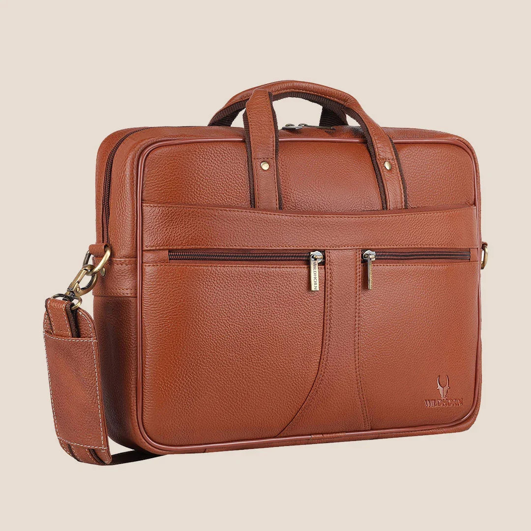 RICHMOND Leather Laptop Messenger Bag for Men - WILDHORN