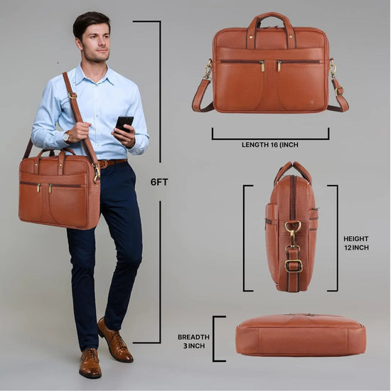 RICHMOND Leather Laptop Messenger Bag for Men - WILDHORN
