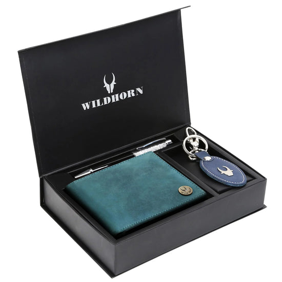 SCOTTSDALE Leather Wallet, Keychain & Pen Gift Hamper for Men - WILDHORN