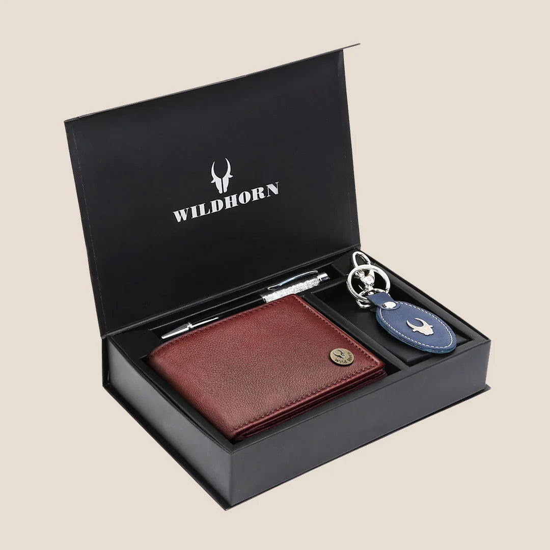 SCOTTSDALE Leather Wallet, Keychain & Pen Gift Hamper for Men - WILDHORN