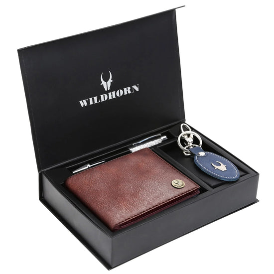 SCOTTSDALE Leather Wallet, Keychain & Pen Gift Hamper for Men - WILDHORN